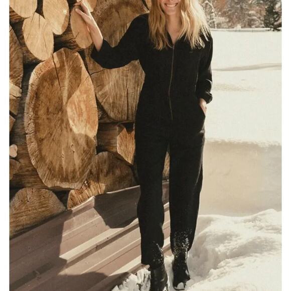 DÔEN Serre Zip Front Utility Silk Jumpsuit Black size XS - Picture 2 of 14